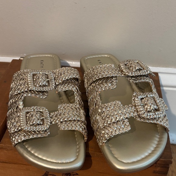Katy Perry Collections Gold Braided Sandals size 9 - Picture 1 of 5